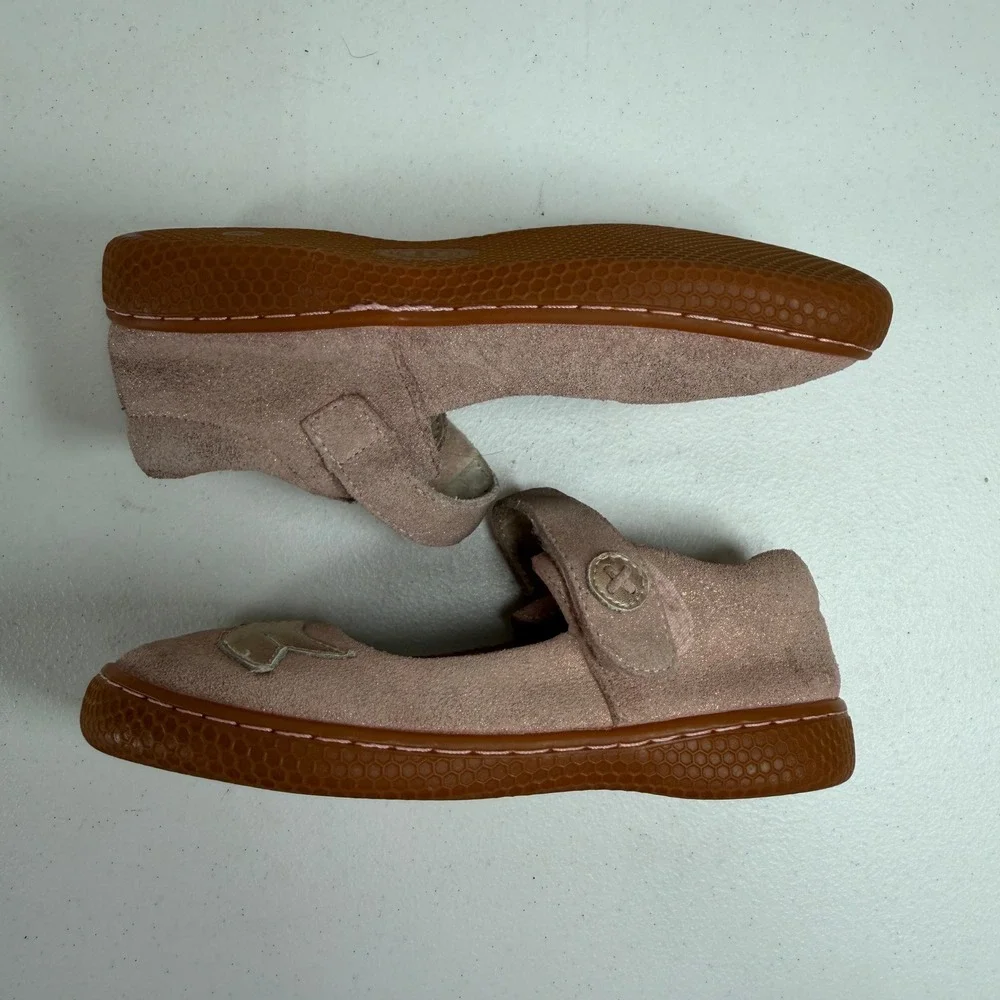 Livie & Luca 13 PIO Mary Jane Pink Suede Bird Applique Shimmer Flats Shoes